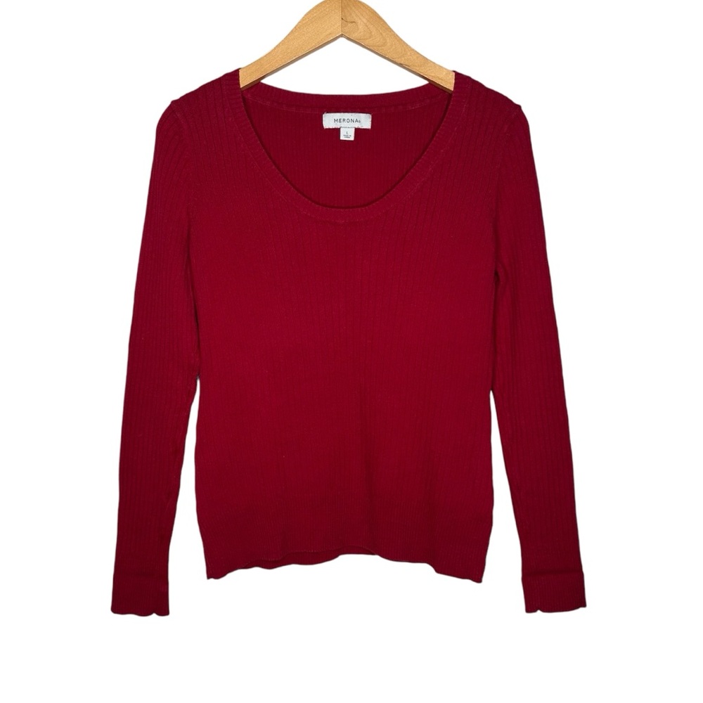 Women’s Ribbed Knit Rust Sweater Large
